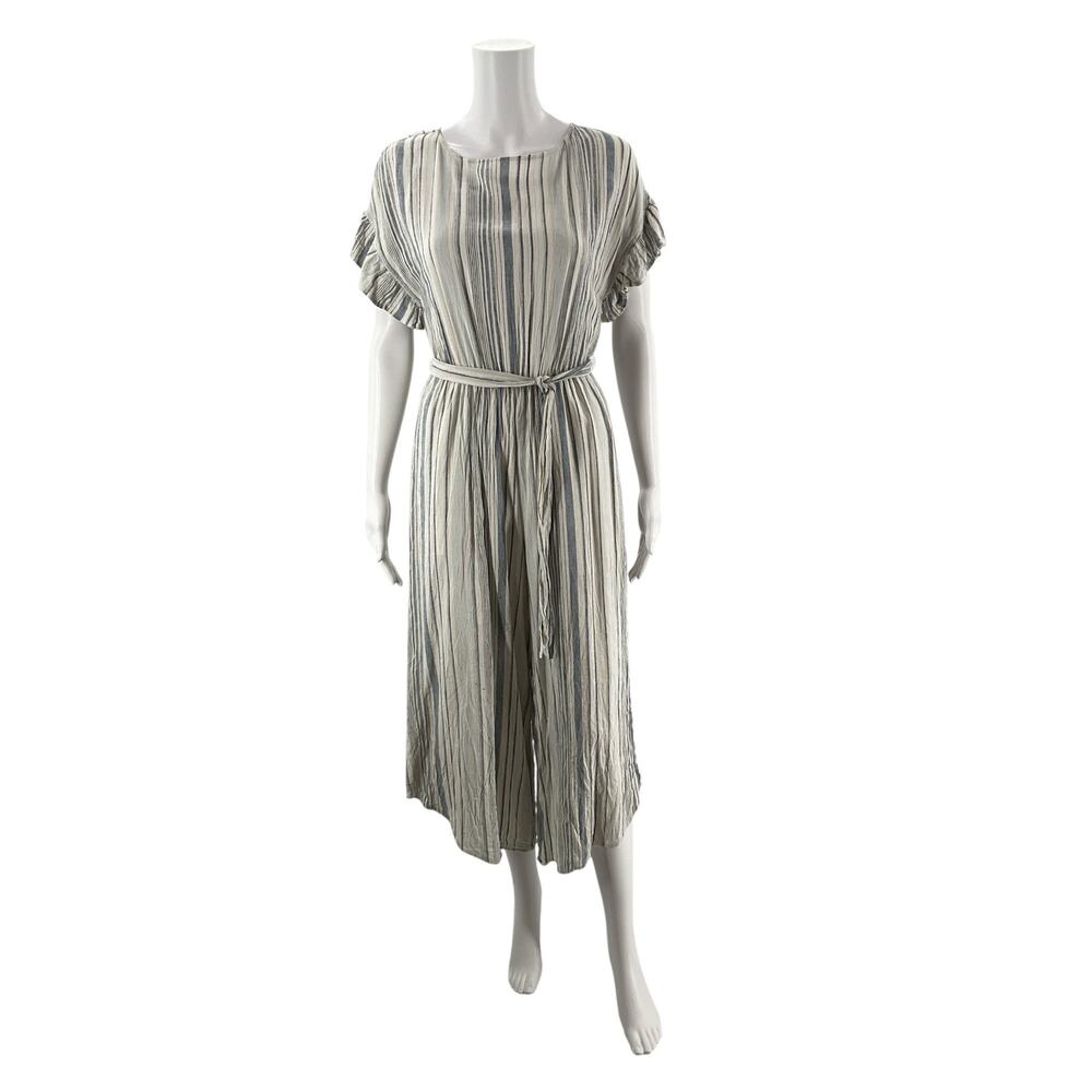 June & Hudson White/Blue Stripe Pre-Owned Ladies Jumpsuit - Size Small